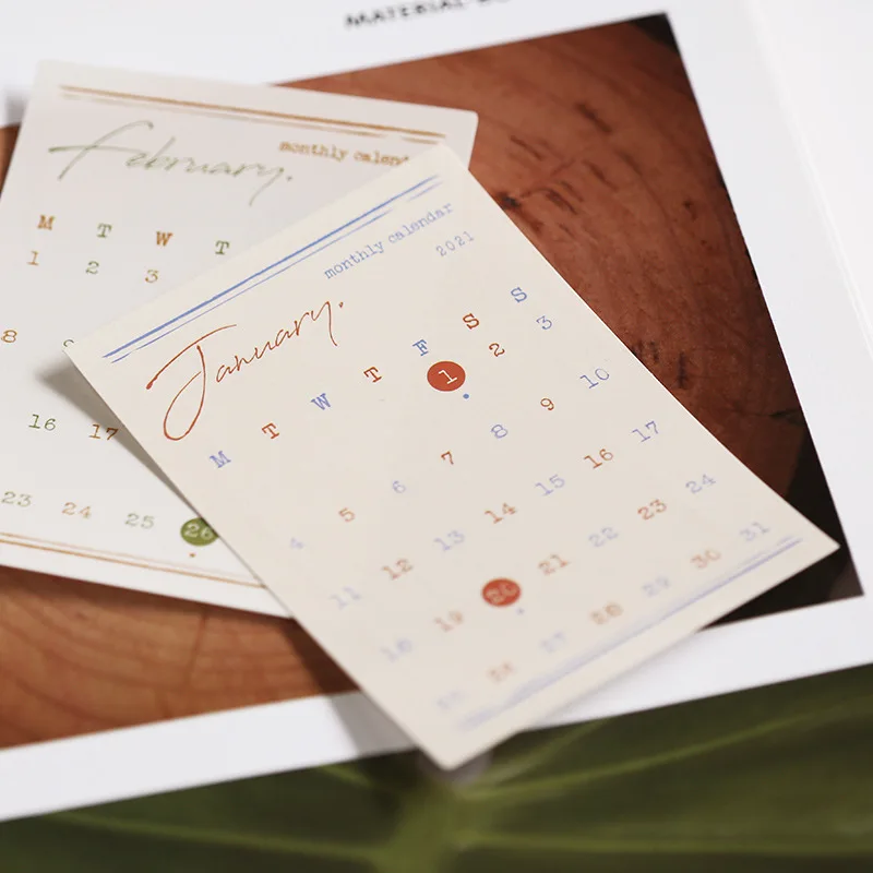 12 шт./компл. 2021 декоративная наклейка с ежемесячным календарем s милые наклейки