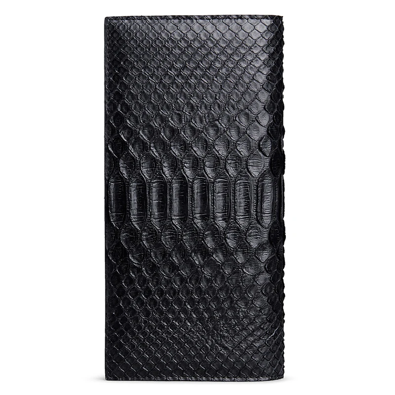Мужской кошелек из натуральной кожи Python черный на молнии модель PL134 | Багаж и