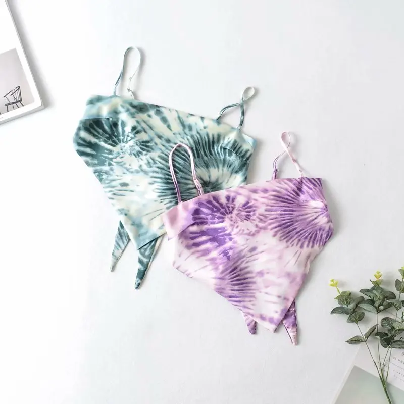 

Women Sexy One-line Neck Halter Camisole Vintage Back Bow Decoration Short Triangle Showing Belly Button Chic Female Tops