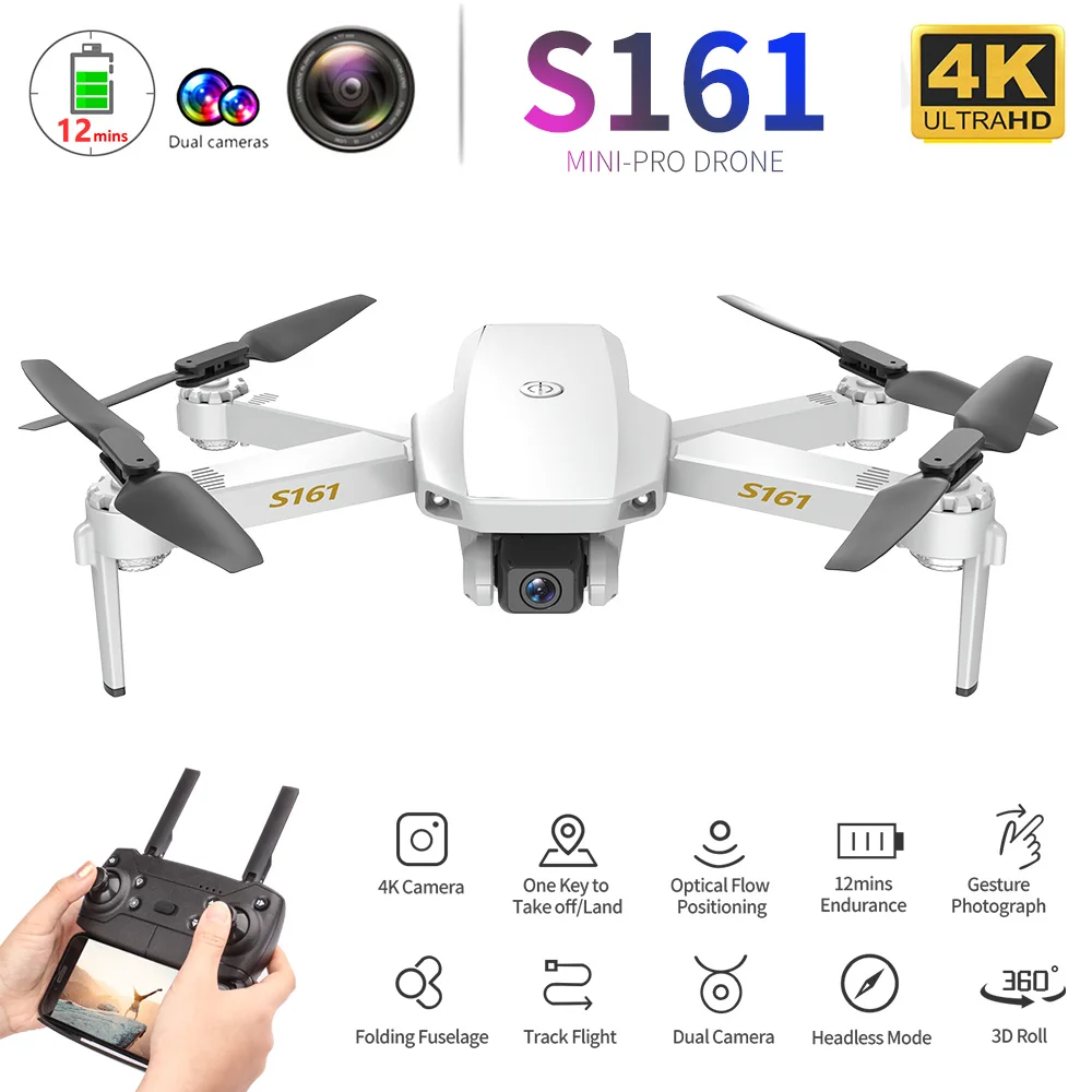 CSJ S161 Mini Pro RC Дроны с камерой hd 4K оптическое позиционирование потока двойная