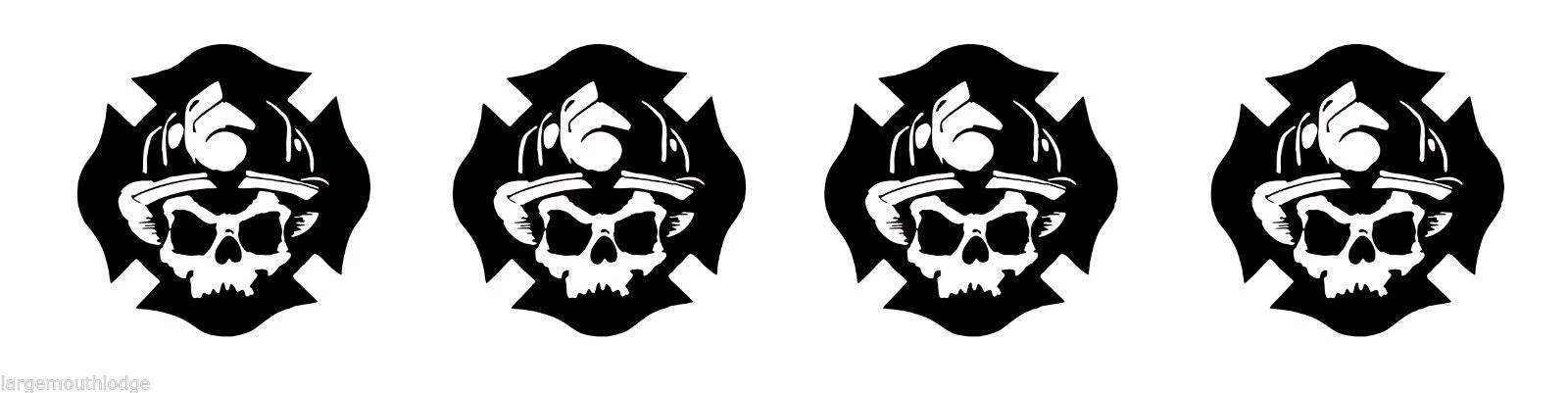 

Для (4 шт.) (4) 2-Дюймовая виниловая наклейка пожарного, Мальтийского Креста, пожарного, черепа, черная наклейка