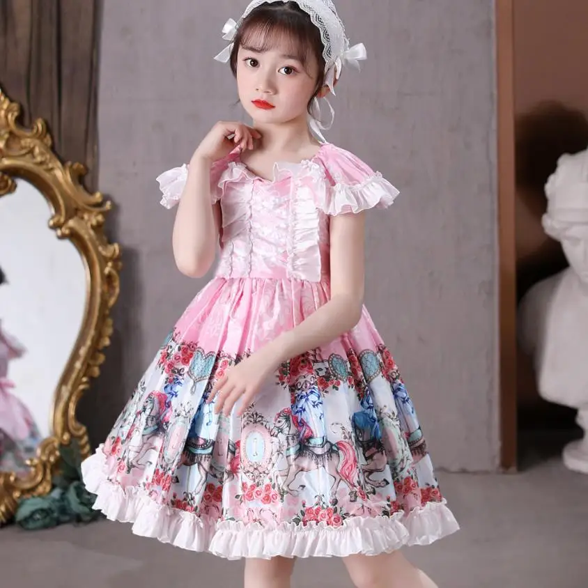 

Miayii детская одежда с оборками дизайн милый принцесса бальное платье на день рождения Пасха Испанский Девушка Лолита платье A283