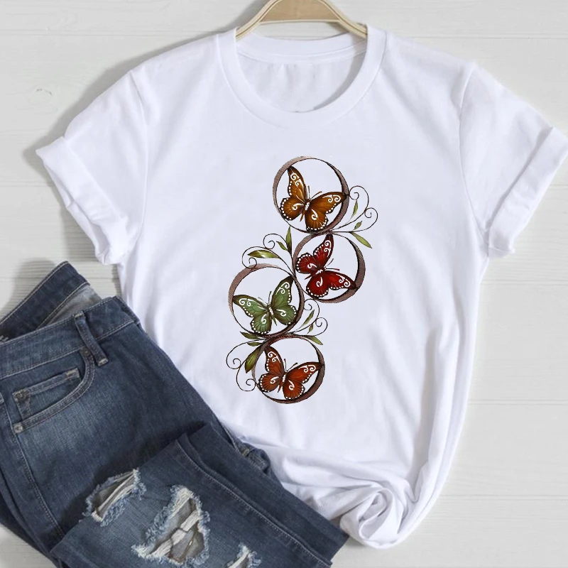 

T-shirts Women Butterfly Watercolor Fashion 2021 Cute Spring Summer Clothes Graphic Tshirt Top Lady Print Female Tee T-Shirts