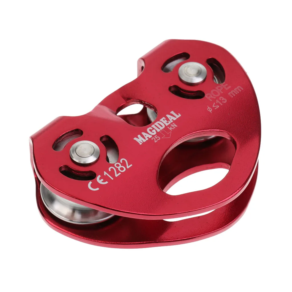 

25KN Outdoor Rock Climbing Rescue Dual Pulley Zip Line Pulley Aluminum Magnesium Alloy Climbing Gear Hammock Hanging Device