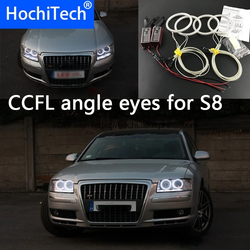 

Белая головсветильник ПА HochiTech 6000K CCFL, гало, ангельские глазки, светильник глаз ангела для Audi S8 второго поколения 2002-2009