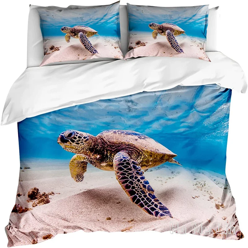 

Ocean Creature Blue Beach Theme By Ho Me Lili Duvet Cover Set Sharks Whales Dolphins Octopus Sea Turtle Seahorse Image Bedding