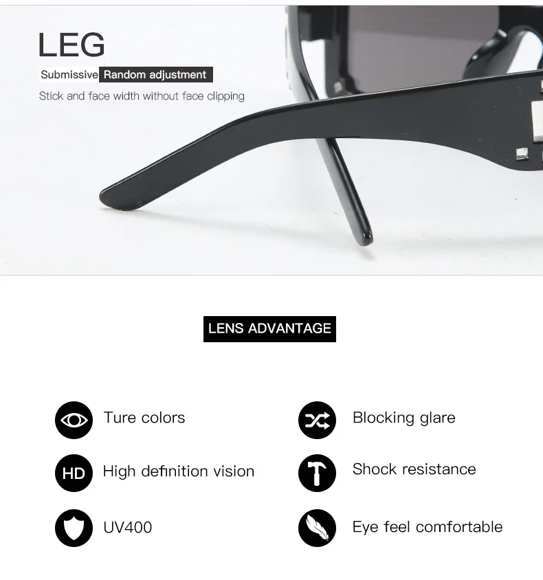 

Oversized Sunglasses Women Men Brand Black Square Shades UV400 Gradient Sun Glasses For Men Cool One Piece Brand Designer Glass