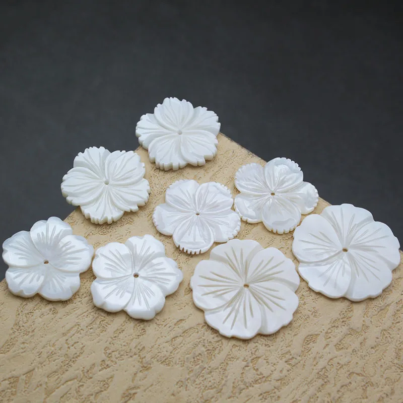 Большая скульптура из натуральной ракушки 28 ~ 33 мм С Вырезанным цветком для