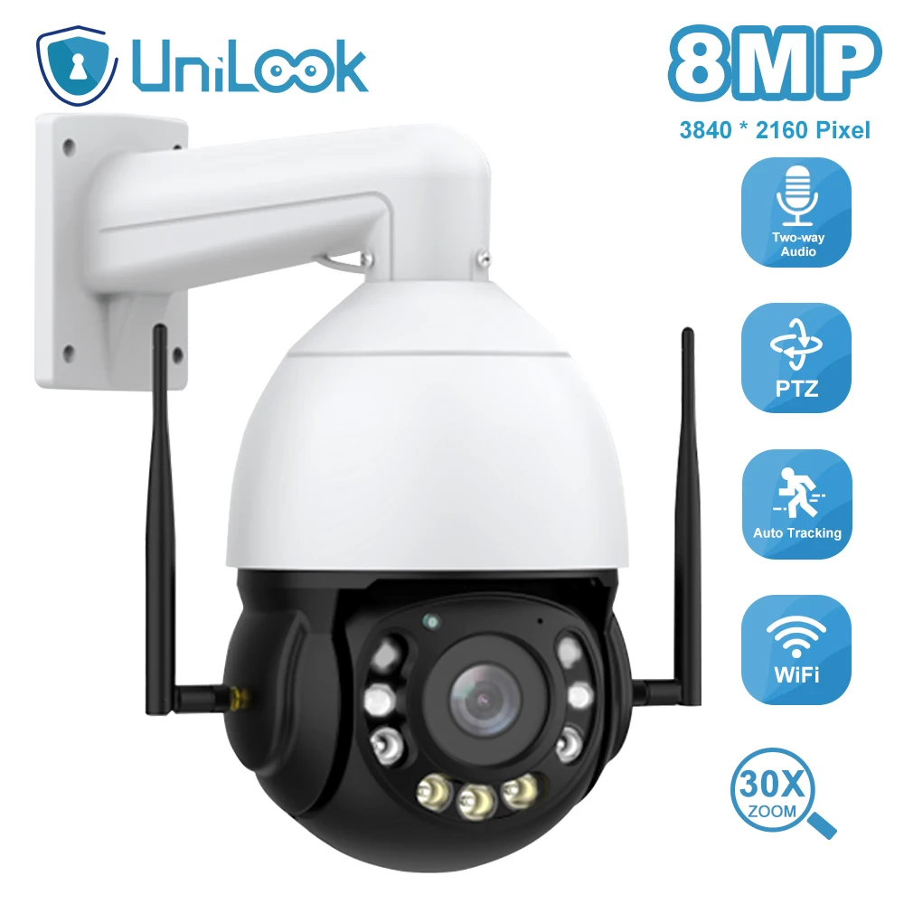 

UniLook 5/8MP WiFi PTZ камера 30X Zoom наружная беспроводная ip-камера безопасности Humanoid автоматическое отслеживание двухстороннее аудио H.265 IP66