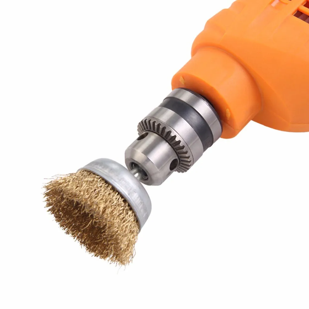 

3pcs 65mm Wire Cup Brush For Drills Steel Brass Coated Rust Paint Remover Tool 2.56" Wire Brushes For Commercial