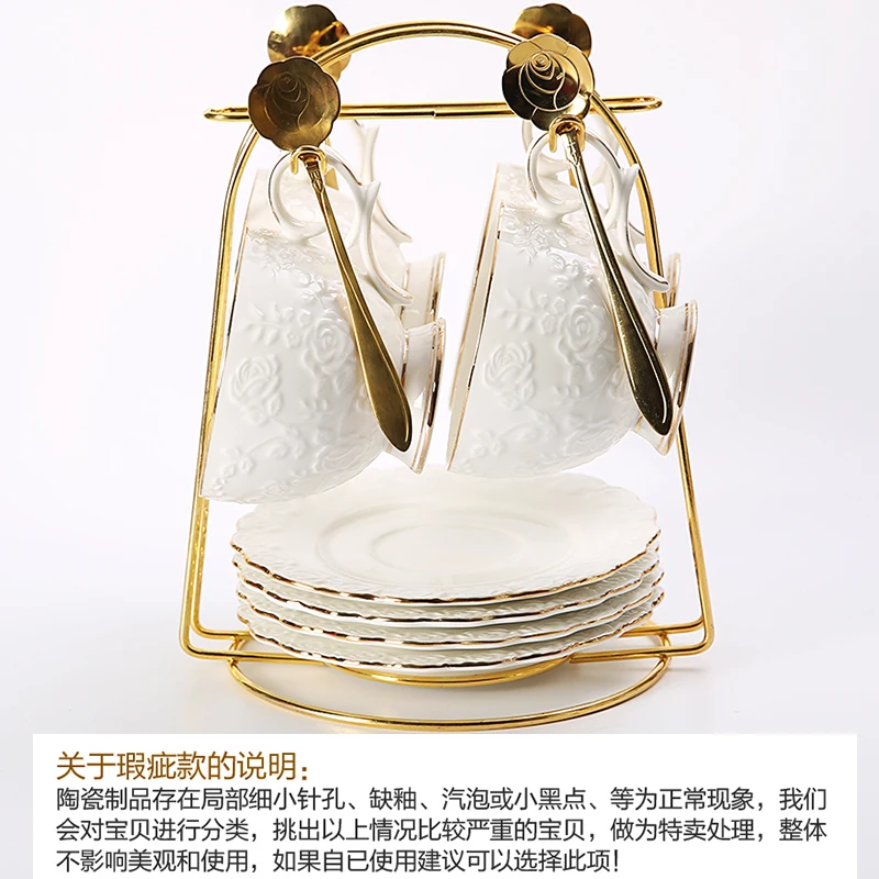 

European Style Luxury Vintage Tea Cup and Saucer Set of 6 Reuseable Ceramic Coffee Cup and Saucer Set Vaso Para Cafe Mug BD50CS