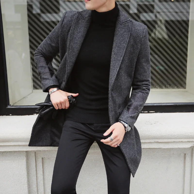 

Winter clothes gentleman wind slim man coat coat male jacket windbreaker man