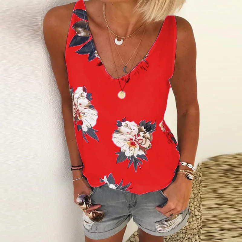 5XL размера плюс женские блузки рубашки летние цветочные печати V шеи повседневные