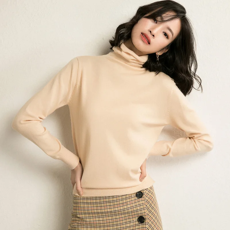 2019 Women Sweater Femme Autumn Turtleneck Long Sleeve White jumper Pullovers Tricot Pull | Женская одежда