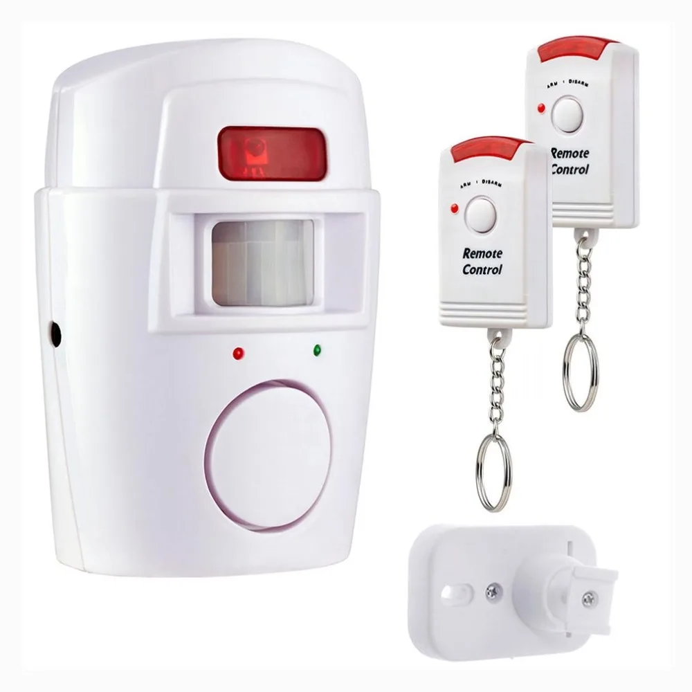 

Wireless PIR Motion Sensor Detector Alarm With 2 Remote Controls Door Window For Home Shed Garage Carvan Alarm Security System