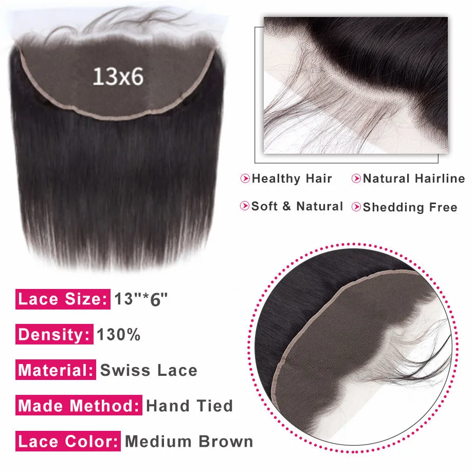 Bling Hair 13x6 синтетический fronar Ear to Ear Closure бразильские прямые человеческие волосы закрытие бесплатно/средний/три части Remy натуральный цвет