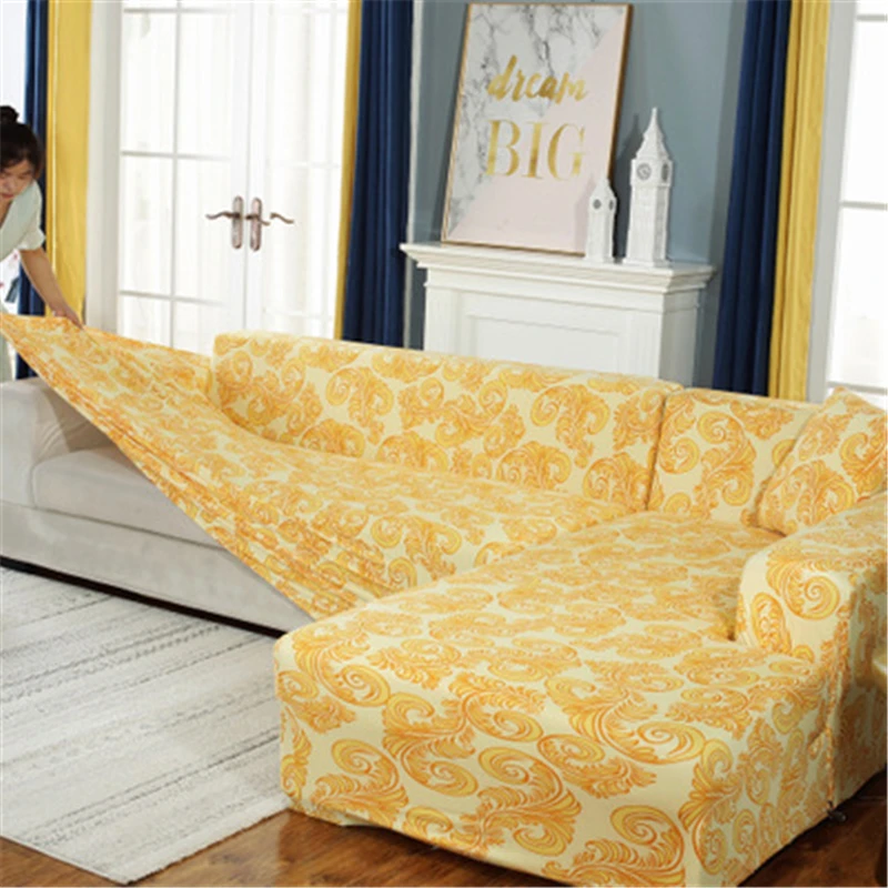 Luxury Printed Stretch Sofa Cover for Living Room Elastic Sofa Slipcover Sectional Couch Cover Furniture Protector 1/2/3/4Seater