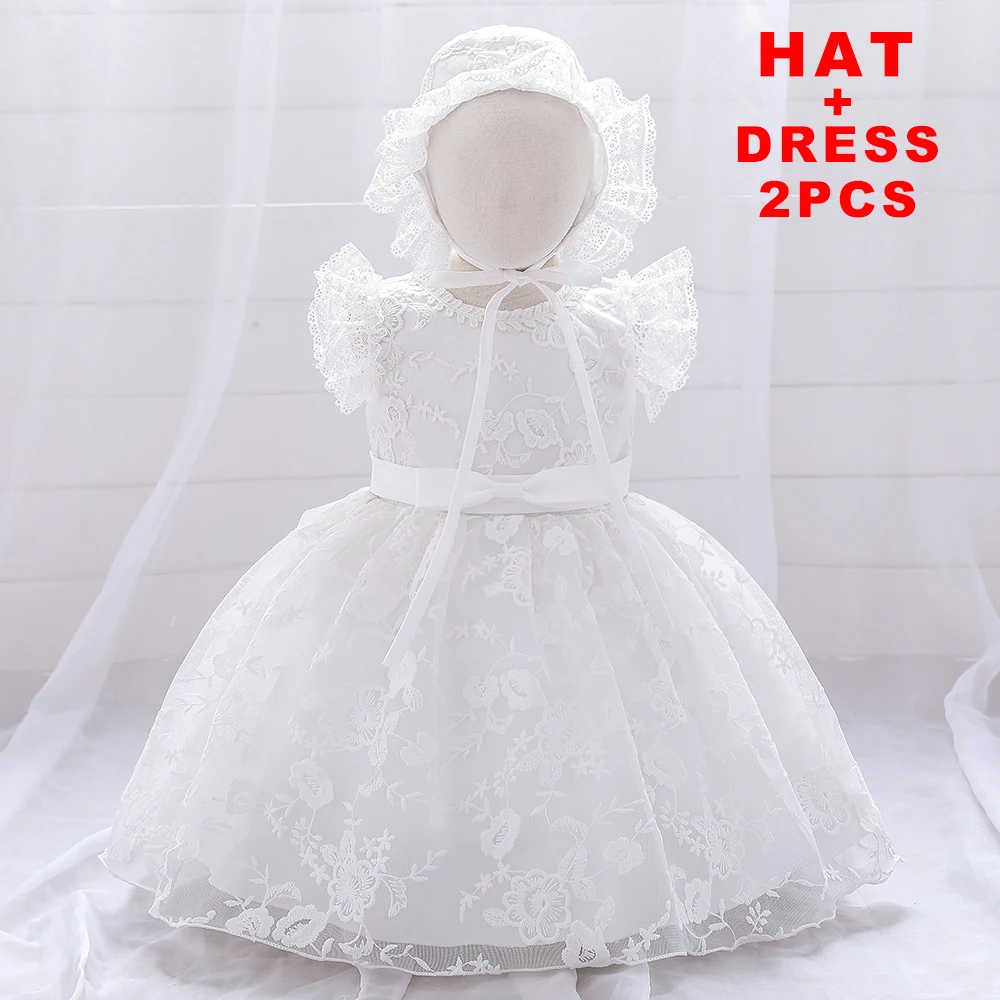 

Newborn 1 Year Birthday Baby Girl Dresses White Baptism Princesss Dress Christening Wedding Party Pageant Dress Toddler Bebes