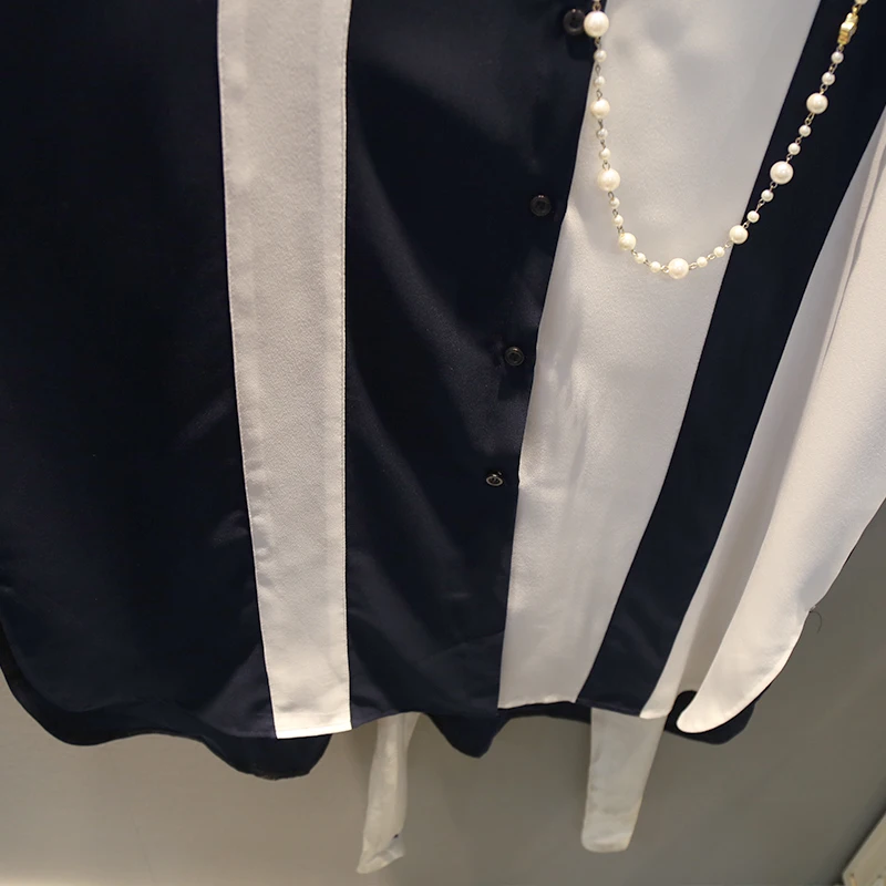 Женская длинная рубашка [EWQ] белая однобортная Повседневная с отложным