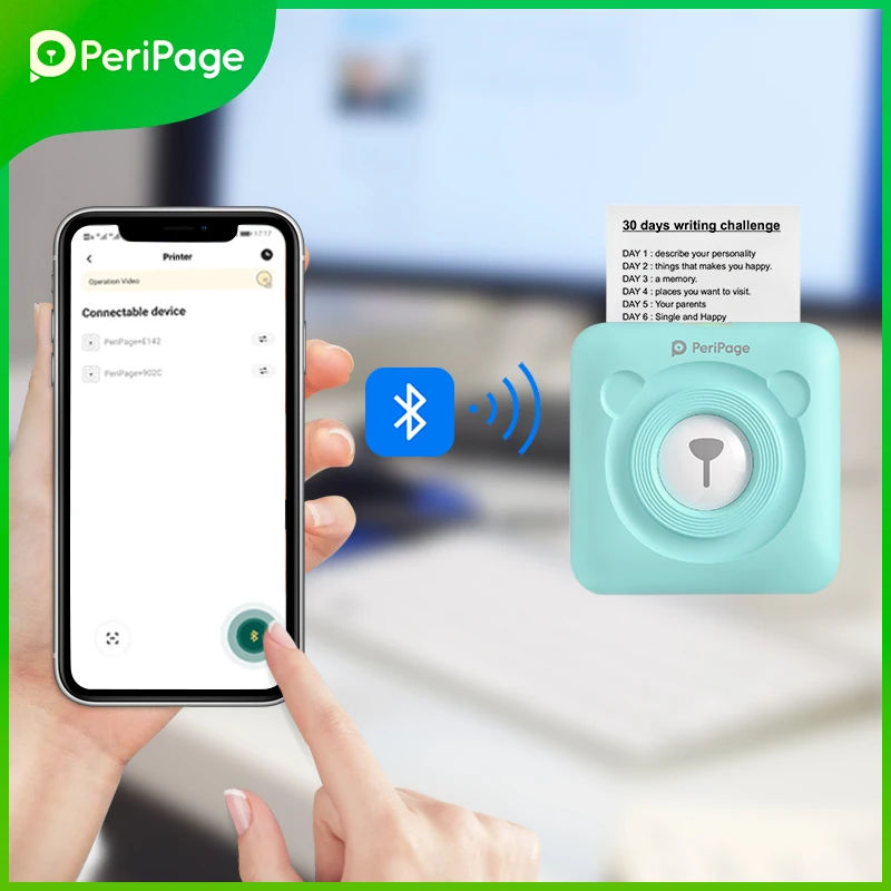 Портативный термопринтер PeriPage Bluetooth 203 точек/дюйм A6 желтый для получения
