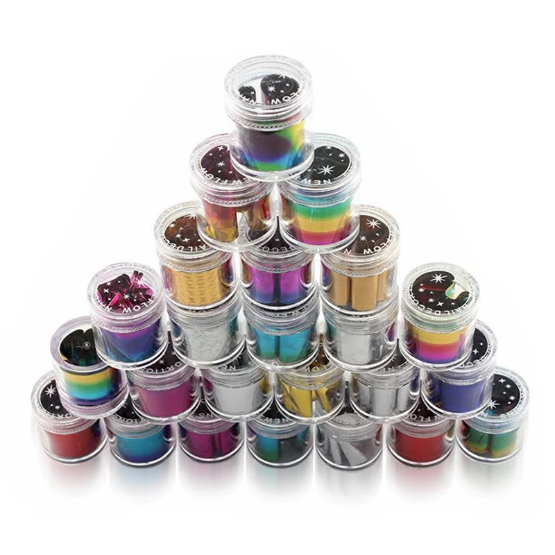 Наклейка для дизайна ногтей зеленая фиолетовая Радужная 1 рулон 24 цвета|Стикеры и