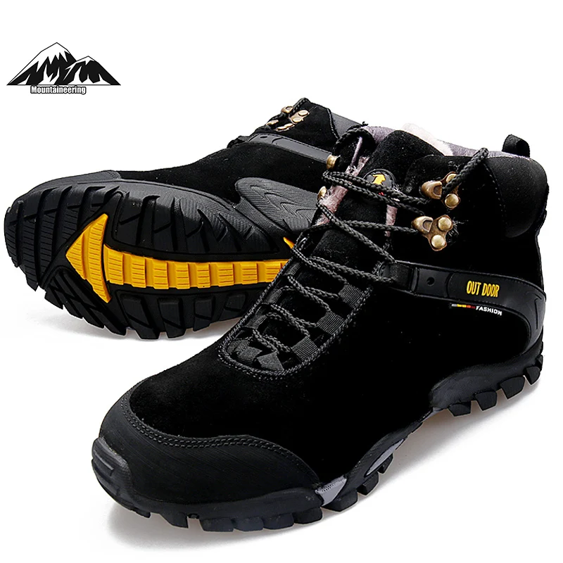 

Зимняя походная обувь, мужские кожаные водонепроницаемые походные ботинки, женская уличная Нескользящая легкая дорожная обувь, унисекс и б...