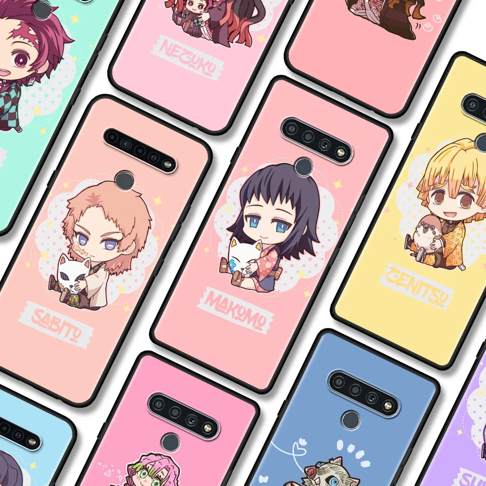 

CellPhone Case For LG K92 K41s K61 K50s K42 K40S K71 K40 G6 G7 G8 Thinq Black Soft Silicone Funda Cute Characters Demon Slayer