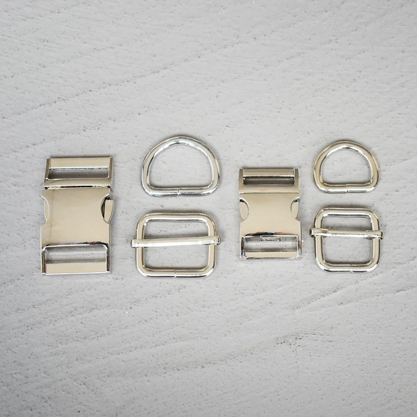 

50 Sets 20/25mm Webbing Metal Hardware Strap Slider D Ring Release Belt Buckle For Dog Collar Paracord Sewing Accessory 4s