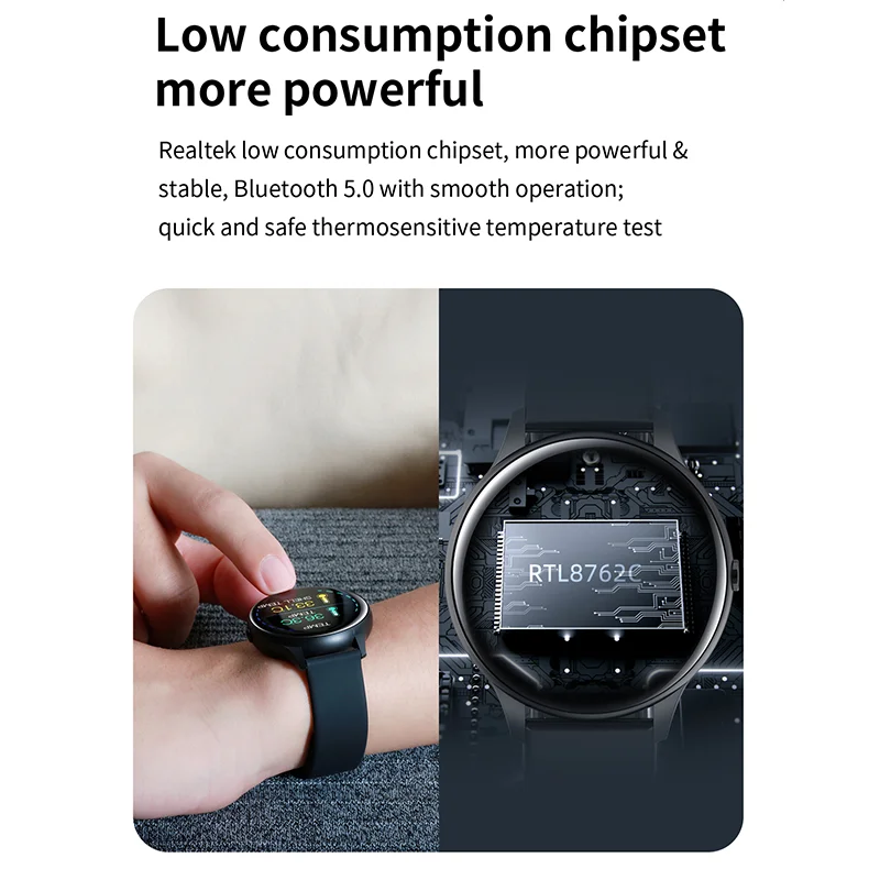 

Smart Bracelet 1.3 Full Touch Round Screen Body Temperature Heart Rate and Blood Pressure Monitoring Sports Waterproof Bluetooth