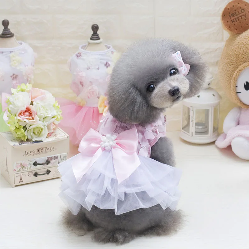 Весенне летнее платье для домашнего питомца с бабочками однотонные платья собак