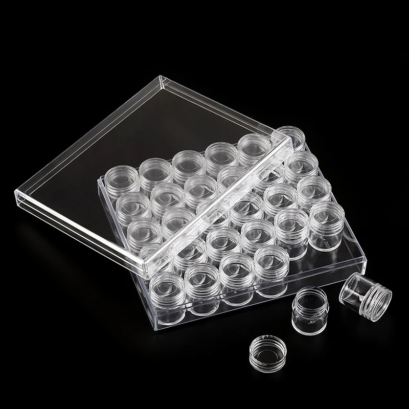 

Clear Plastic Bead Storage Containers Set with 30 Pieces Storage Jars Diamond Painting Accessory Box Transparent Bottles
