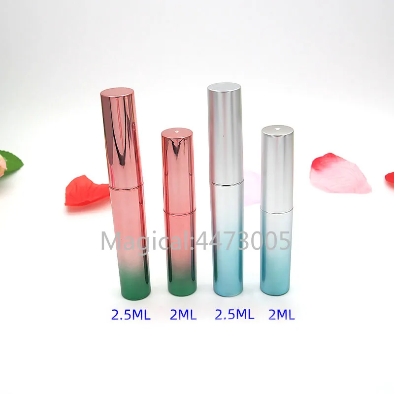 

50pcs 2ml2.5ml Empty Frosted Silver Blue Gradient Eyeliner Refillable Tube,UV Golden Green Gradient Eyelash Growth Liquid Bottle