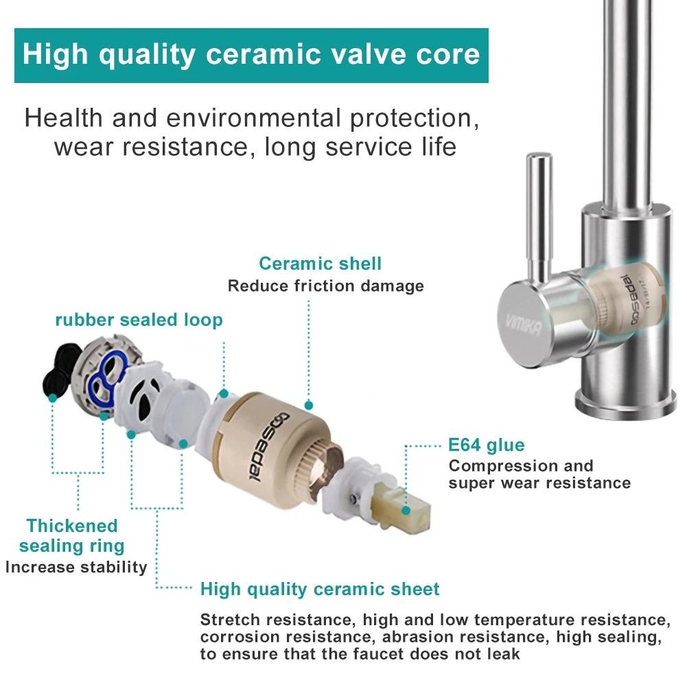 

Practical Pull-Out Kitchen Tap Stainless Steel with Two Water Pipes Multifunctional Non-Slip Durable Kitchen Accessories