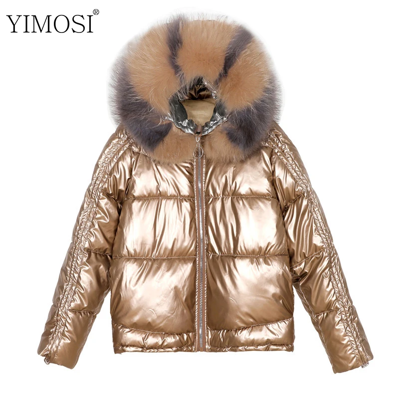 2019 зимнее плотное теплое глянцевое пуховое пальто для женщин свободный пуховик с