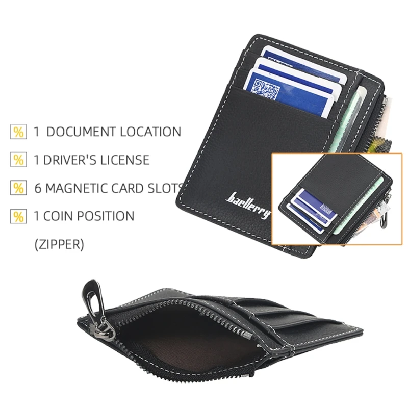

Men Slim PU Leather Credit Card Holder Driver License Case Pocket Wallet 63HC