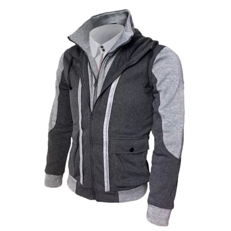 

New Winter Men Coat Cardigan Sweatshirts Fashion 4 Color Patchwork Hoodies Casual Streetwear V Neckline Sweatshirt Men Cardigan