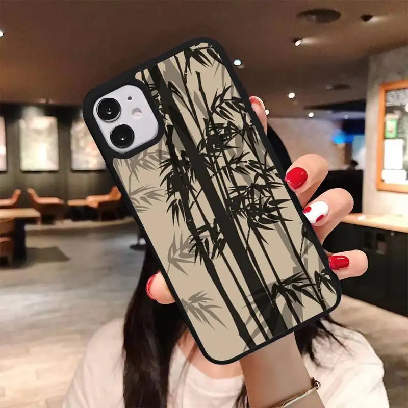 

0 Green bamboo Phone Case For Samsung S4 5 6 7 8 9 10 20 plus 5G lite note ultra PC nax fundas cover