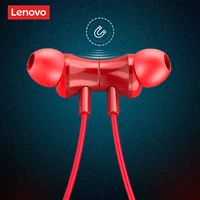 original lenovo qe07 bluetooth5 0 wireless headset waterproof sport earbud with noise cancelling mic magnetic neckband earphones