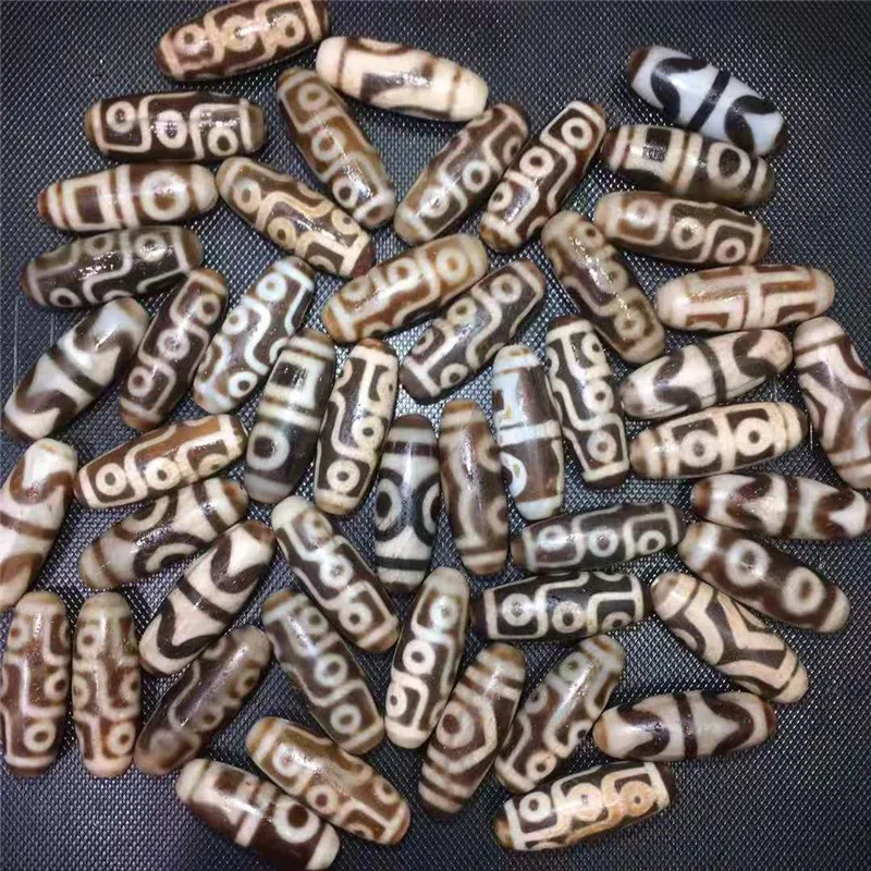 

50pcs/lots Magic Natural Agate Stone Tibetan Dzi Beads 15mm*40mm Different Patterns Bracelet and Necklace making Free Shipping
