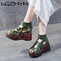 new brand platform womens sandals 2021 summer pu leather thick soled sexy street wedges sandal casual high heels woman shoes