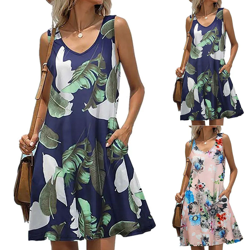 

Платье женское Облегающее с V-образным вырезом, повседневное элегантное модное платье во французском стиле без рукавов, с принтом и кармана...