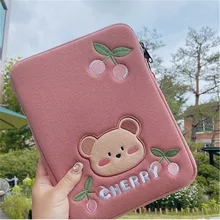 Mac IPad Pro 9.7 10.8 Sleeves Bag Korean Ins Cute Cherry Bear iPad Air 4 10.9 Pro 11 13 13.3 inch Laptop Tablet Case Pouch