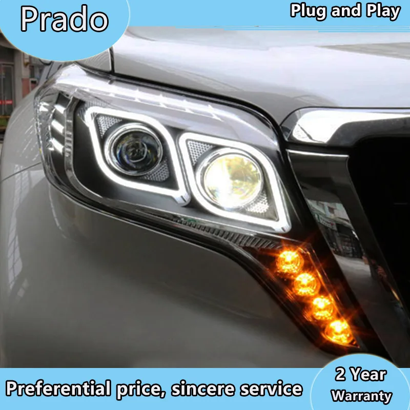 

Car styling for Toyota 2015-2017 Prado LED headlight LED DRL Hid Head Lamp Angel Eye Bi-Xenon double beam headlight Accessories