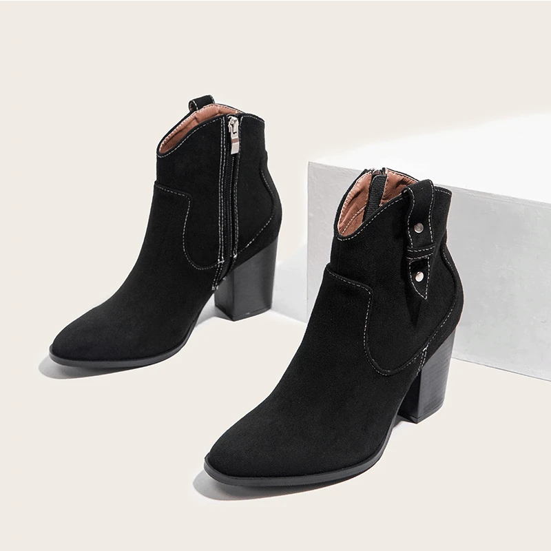 

Женские ботинки, Осенняя обувь, зимняя обувь на молнии, роскошные дизайнерские резиновые ботильоны на высоком каблуке, модные остроносые бо...