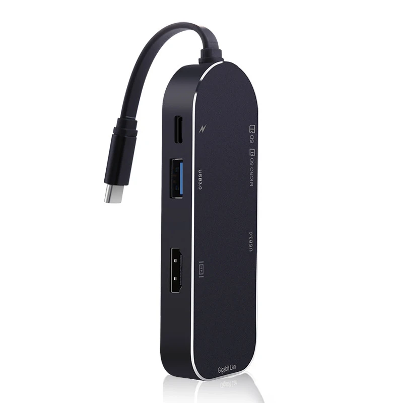 7 в 1 конвертер type C USB C концентратор к HDMI 4K адаптер 10/100/1000 м RJ45 порт USB C разветвитель док-станция для ноутбука MacBook USB-C концентратор