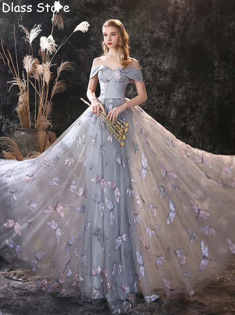 

Вечерние платья-трапеции, кружевные платья с открытыми плечами, на шнуровке, для выпускного, 2020