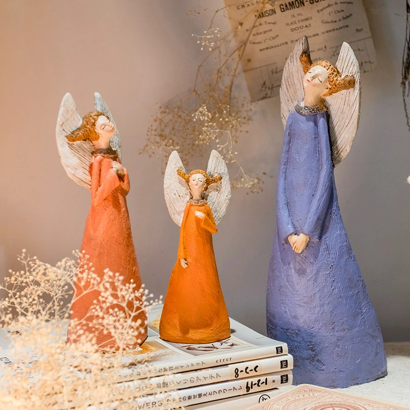

Nordic Venus Wings Character Art Sculpture Fairy Garden Abstract Angel Miniature Figurines Resin Crafts Home Decoration