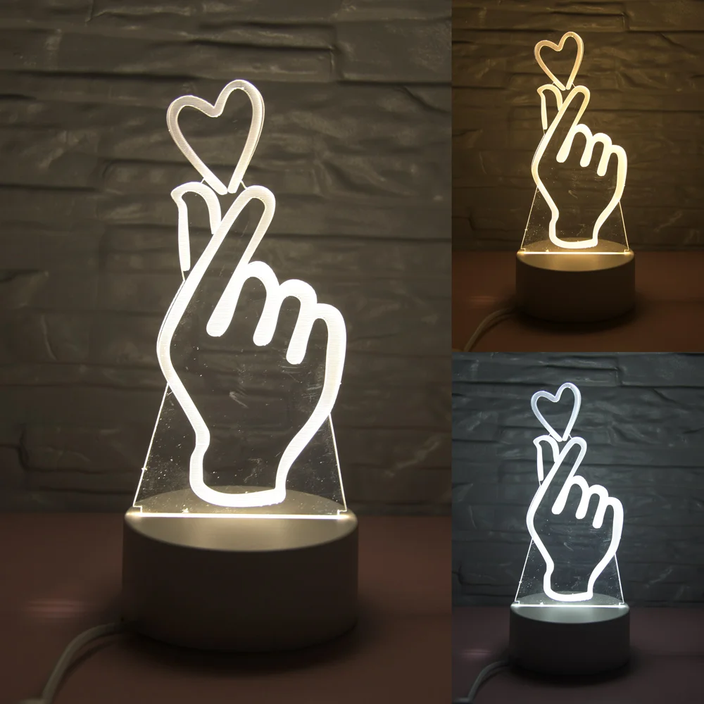 New 3 Colors I Love You LED Light 3D Night Light LED Table Lamps Table Lamp Eye Protection Acrylic Board Color Lamp For Bedroom