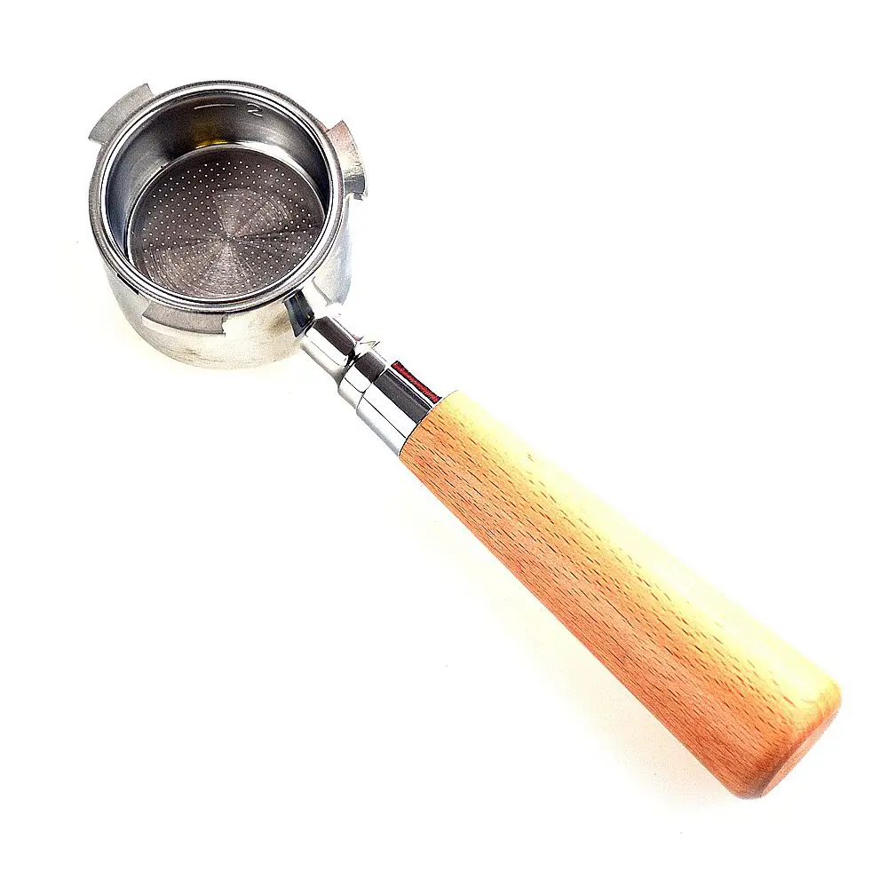 

New 51MM Stainless Steel Bottomless Coffee Machine Handle Solid Wood Solid Wood Bottomless Filter Holder Professional Accessory