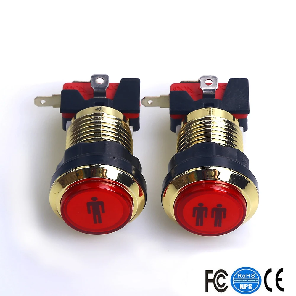 2 шт. хромированный Золотой светодиодный светильник 5 в аркадный 1P/2P пусковая